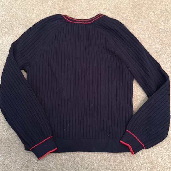 Talbots Navy Pearl Button Ribbed Knit Tennis Sweater Cardigan Size Small Petite - Picture 8 of 8